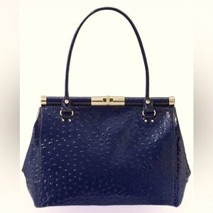 KATE SPADE  Knightsbridge Ostrich Constance Bag Petrol Blue